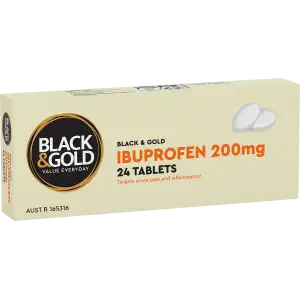 Black & Gold Ibuprofen 200mg  24 Tablets