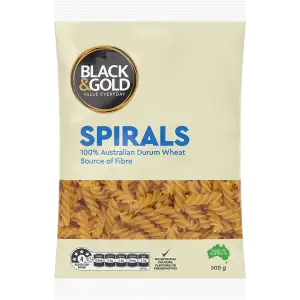 Black & Gold Pasta Spirals  500g