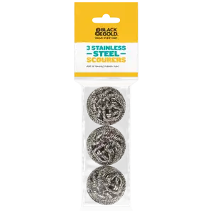 Black & Gold Stainless Steel Scourers 3 Pack