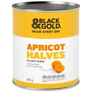 Black & Gold Apricot Halves In Light Syrup  825g