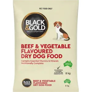 Black & Gold Dry Dog Food With Beef & Vegetable 8kg