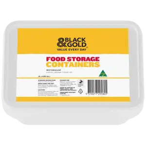 Black & Gold Food Storage Containers 650ml  5 pack
