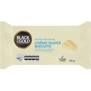 Black & Gold Vanilla Cream Wafers 125g
