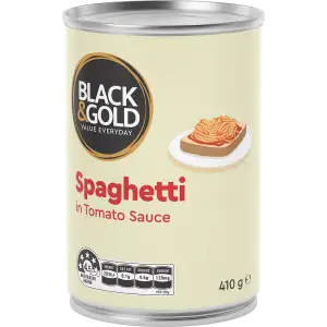 Black & Gold Spaghetti In Tomato Sauce 410g