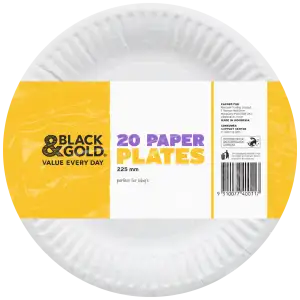 Black & Gold Paper Dinner Plates 20 Pack