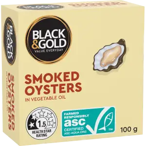 Black & Gold Smoked Oysters In Oil 100g