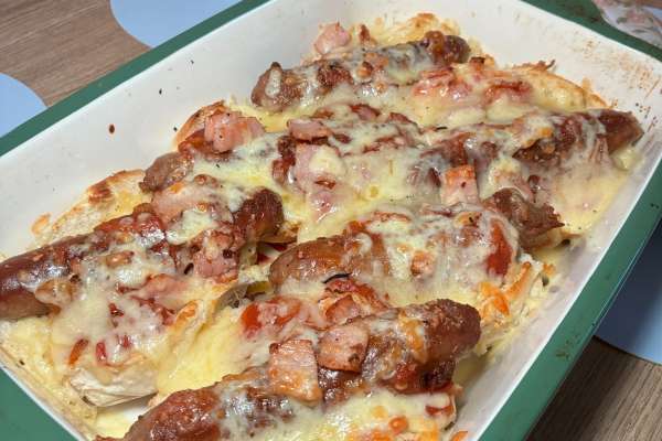 Loaded Cheesy Bacon Sausages