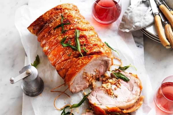 Roasted Pork Loin with Pancetta, Pine Nut & Sage Stuffing